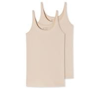 Unterhemd SCHIESSER "95/5", Damen, Gr. 36, N-Gr, beige (410, sand), Single Jersey, Obermaterial: 95% Baumwolle, 5% Elasthan, unifarben, körpernah, Rundhals, Unterhemden Unterhemd, mit elastischer Sing