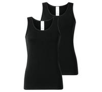 SCHIESSER Damen Tops, 2er Pack - 2Pack Trägertops, Unterhemd, Stretch Cotton, uni Schwarz S