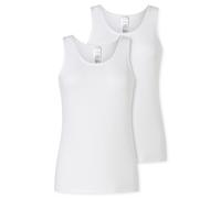 Schiesser Unterhemd Modern Multipacks Trägertop mit Spitze Baumwolle 2er Pack Weiß 42 Damen