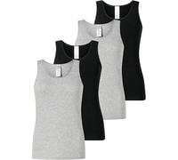 SCHIESSER Damen Tops, 4er Pack - 4Pack Trägertops, Unterhemd, Stretch Cotton, uni 2XL Schwarz
