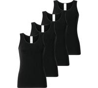 SCHIESSER Damen Tops, 4er Pack - 4Pack Trägertops, Unterhemd, Stretch Cotton, uni 2XL Schwarz