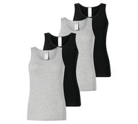 SCHIESSER Damen Tops, 4er Pack - 4Pack Trägertops, Unterhemd, Stretch Cotton, uni Schwarz/Grau / S S Mehrfarbig