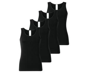 SCHIESSER Damen Tops, 4er Pack - 4Pack Trägertops, Unterhemd, Stretch Cotton, uni Schwarz S