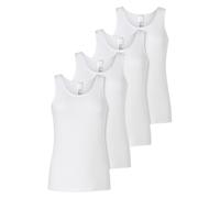 Schiesser Damen Unterhemd/Top - 95/5 Modern Cotton - 4er Pack | Feinripp Tops mit Spitzenverzierung, hoher perfektem Sitz