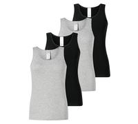 Schiesser Damen Unterhemd/Top - 95/5 Modern Cotton - 4er Pack | Feinripp Tops mit Spitzenverzierung, hoher perfektem Sitz
