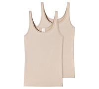 Schiesser Damen Trägertop Modal Essentials mit Strukturmuster 2er-Pack Sand Größe 42