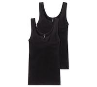Schiesser Damen Unterhemd Trägertop, 2er Pack, Gr. 38, Schwarz (schwarz 000)