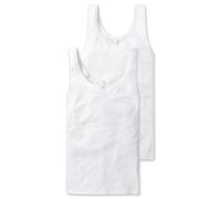 Schiesser Damen Trägertop Cotton Essentials – 2er Pack Weiß Größe 44