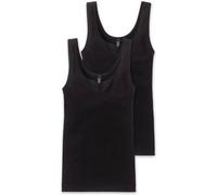Schiesser Damen Trägertop Cotton Essentials 2er Pack (Farbe: schwarz / Größe: 42)