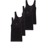 SCHIESSER Damen Unterhemden, 4er Pack - "Cotton Essentials", Trägertop, Baumwolle Schwarz S