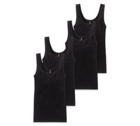 SCHIESSER Damen Unterhemden, 4er Pack - "Cotton Essentials", Trägertop, Baumwolle Schwarz S