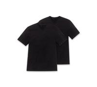 Schiesser Halbarm American T-Shirt V-Ausschnitt Doppelpack schwarz