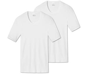 SCHIESSER Herren 1/2 Arm T-Shirt 2er Pack - Jacke, Unterhemd, Cotton Essentials, Feinripp 2XL Weiß