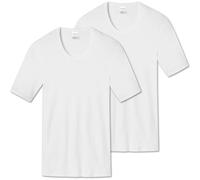 SCHIESSER Herren 1/2 Arm T-Shirt 2er Pack - Jacke, Unterhemd, Cotton Essentials, Feinripp 3XL Weiß