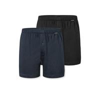 Schiesser Herren Boxershorts 2er-Pack Jersey Baumwolle weich schwarz/petrol