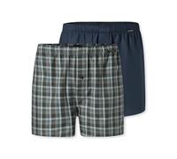 SCHIESSER Herren Web-Boxershorts, 2er Pack - Webware, Baumwolle Blau/Grün L