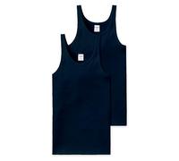 Schiesser Herren 2 Pack Unterhemd ohne Arm-Essential Feinripp Unterwäsche, Navy_205144, 5/ M (2er Pack)