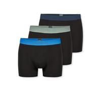 Schiesser Herren Boxershorts 95/5 - 3er Pack, Bio-Baumwolle, Logobund, Schwarz/Blau/Türkis 2XL