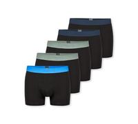 Boxershorts SCHIESSER "95/5 Multipacks", Herren, Gr. 10, bunt (908, grün, hellblau, petrol), Single Jersey, Obermaterial: 95% Baumwolle, 5% Elasthan, unifarben mit Farbeinsatz, körpernah, Unterhosen,