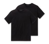 Schiesser Herren American T-Shirt Rundhals 1/2 Arm 2er Pack Schwarz Größe M
