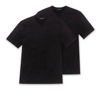 SCHIESSER Herren American T-Shirt 2er Pack - 1/2 Arm, Unterhemd, V-Ausschnitt M Schwarz