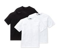 SCHIESSER Herren American T-Shirt 4er Pack - 1/2 Arm, Unterhemd, Rundhals Schwaz/Weiß XL