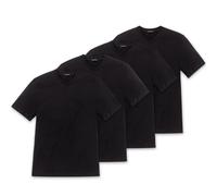 SCHIESSER Herren American T-Shirt 4er Pack - 1/2 Arm, Unterhemd, V-Ausschnitt Schwarz M