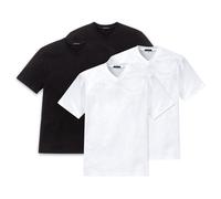 SCHIESSER Herren American T-Shirt 4er Pack - 1/2 Arm, Unterhemd, V-Ausschnitt SchwarzWeiß M