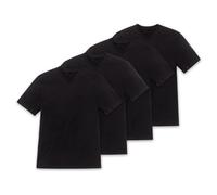 Schiesser Herren American T-Shirt V-Ausschnitt - 008151-4er Spar-Pack (XXL (Gr.8), 4 X Schwarz)