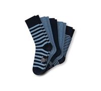 SCHIESSER Herren Socken, 5er Pack - "Bluebird", Baumwoll-Mix, uni/gemustert Blau/gestreift 39-42