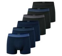 SCHIESSER Herren Boxershorts, 6er Pack - "95/5", Trunks, Cotton Stretch, Logobund Blau/Schwarz M