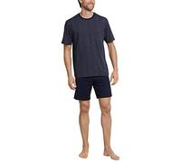 Schiesser Herren Comfort Fit Schlafanzug Kurz Pyjamaset, Blau (Dunkelblau 803), 48