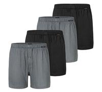Boxershorts SCHIESSER "Boxershort 4er Pack", Herren, Gr. L, bunt (schwarz, grau), Obermaterial: 100% Baumwolle CO., Unterhosen (56684236-L) schwarz, grau