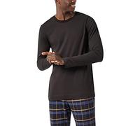 Schiesser Herren Langarmshirt Rundhals Pyjamaoberteil, Dunkelbraun, 48