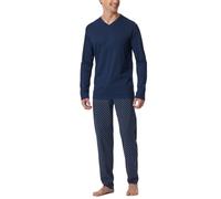 Schiesser Schlafanzug Casual Essentials – 100% Baumwolle, lang, Gr. 54, blau (admiral)