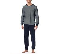 Schiesser Herren Schlafanzug lang mit Bündchen-Nightwear Set Pyjamaset, Nachtblau_182196, 50