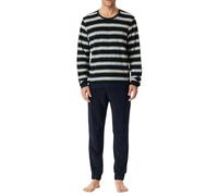 Schiesser Pyjama mit gerippten Abschlüssen in Marine, Größe 56