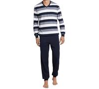 Schiesser Herren Langer Schlafanzug Pyjama Lang mit Bündchen - 159623, Größe Herren:48, Farbe:dunkelblau