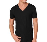 Schiesser Tshirt Seamless V-Ausschnitt Laser Cut Kurzarm (Interlock, nahtlos) Unterwäsche schwarz Herren, Größe 8