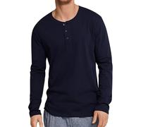 Schiesser Herren Mix & Relax Langarmshirt Knopfleiste Schlafanzugoberteil, Blau (Dunkelblau 803), M