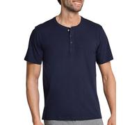 Schiesser Herren Mix & Relax T-shirt Knopfleiste Schlafanzugoberteil, per pack Blau (Dunkelblau 803), Medium (Herstellergröße: 050)