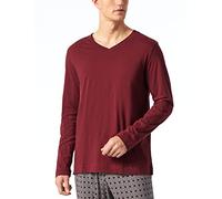 Schiesser Herren Mix & Relax T-shirt V-ausschnitt Pyjamaoberteil, Bordeaux, 48