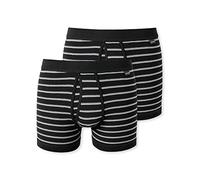Schiesser 2er Pack Original Classics Feinripp Unterhose kurz mit Eingriff Mit kontrastfarbenem Ringel-Muster, Bequemer Softbund für hohen Tragekomfort, Besonders strapazierfähige, bequeme Feinripp-Qualität