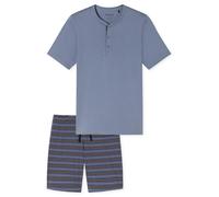 Schiesser Herren Schlafanzug kurz mit Knopfleiste Single-Jersey blaugrau Größe 54