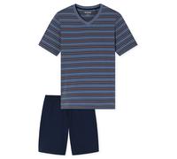 Schiesser Herren Schlafanzug Shorty Casual Nightwear V-Ausschnitt kurz Blaugrau Gr. 58