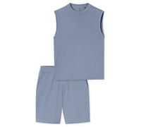 Shorty SCHIESSER "Modern Nightwear", Herren, Gr. 52, 808, blau, Single Jersey, Obermaterial: 73% Baumwolle, 27% Polyester, bequem kurz, Rundhals, Homewear-Sets Shorty, mit Rundhalsausschnitt und ärmel