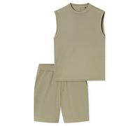 Shorty SCHIESSER "Modern Nightwear", Herren, Gr. 54, 713, grün, Single Jersey, Obermaterial: 73% Baumwolle, 27% Polyester, bequem kurz, Rundhals, Homewear-Sets Shorty, mit Rundhalsausschnitt und ärmel