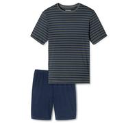 SCHIESSER Herren Schlafanzug, kurz - Casual Essentials, Rundhals, Baumwolle Anthrazit / L L Grau