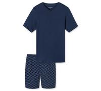 SCHIESSER Herren Schlafanzug, kurz - Casual Essentials, V-Ausschnitt, Baumwolle Dunkelblau / 2XL XXL Blau
