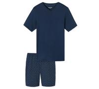 SCHIESSER Herren Schlafanzug, kurz - Casual Essentials, V-Ausschnitt, Baumwolle Dunkelblau / 4XL XXXXL Blau
